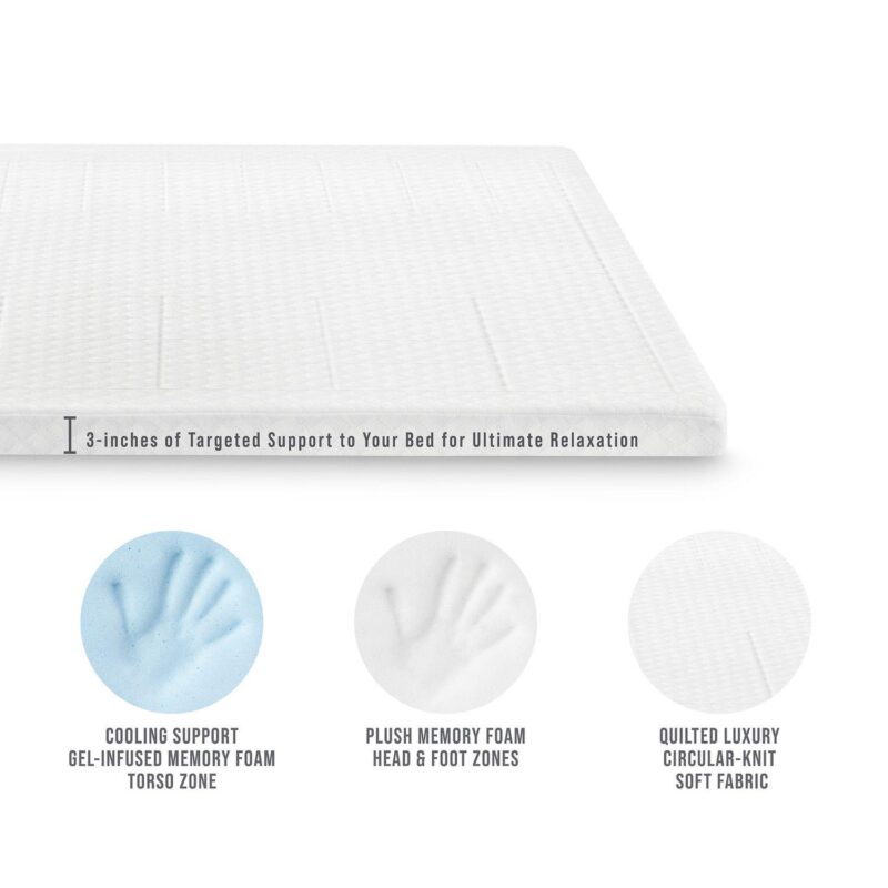 BodiPedic 3-Inch Zoned Comfort Memory Foam Mattress Topper - Image 6
