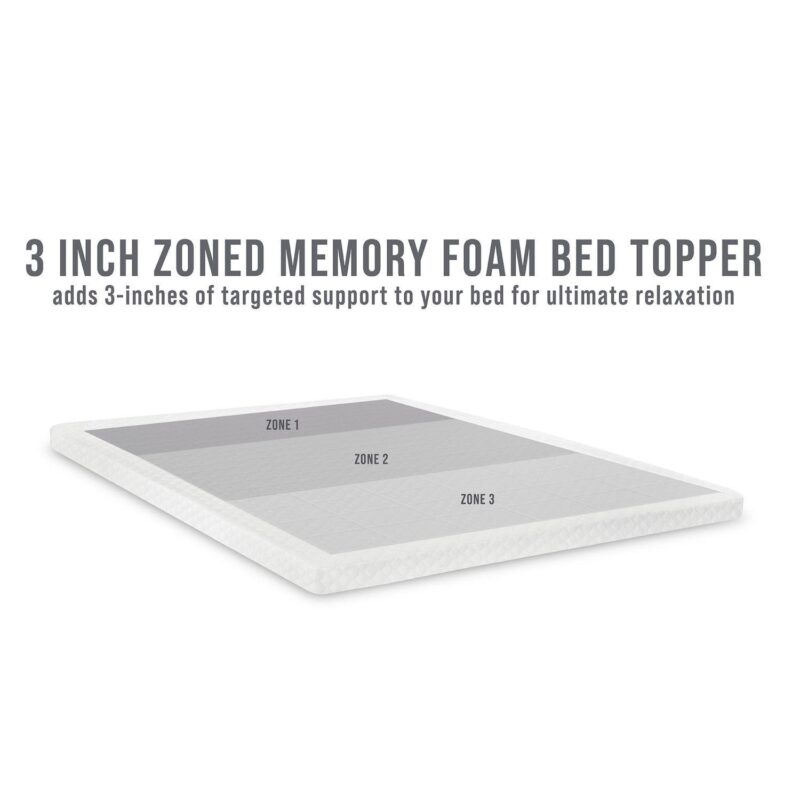 BodiPedic 3-Inch Zoned Comfort Memory Foam Mattress Topper - Image 5