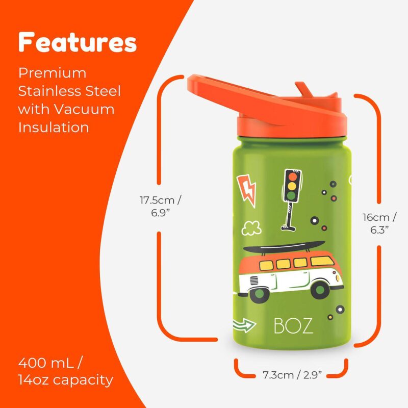 Boz Kids Stainless Steel Insulated Water Bottle With Straw Lid - Image 2