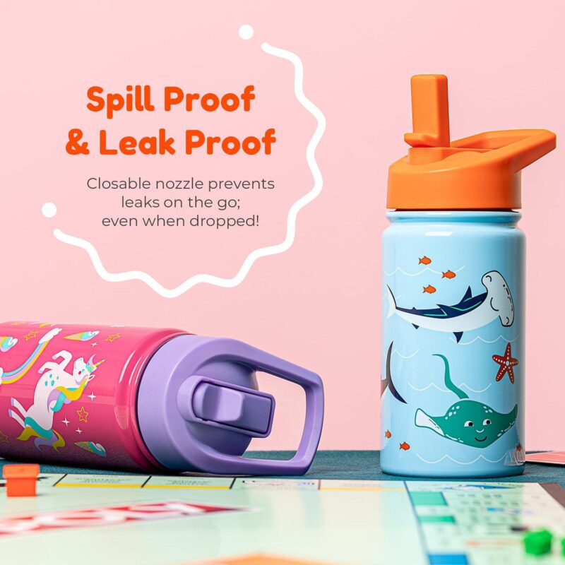 Boz Kids Stainless Steel Insulated Water Bottle With Straw Lid - Image 3