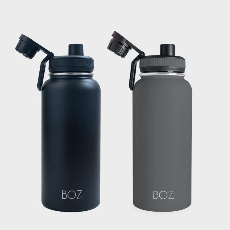 Boz Stainless Steel Water Bottles 2 Pack Bundle - Grey + Black Vaccum Insulated Water Bottles 32 Oz - Image 5
