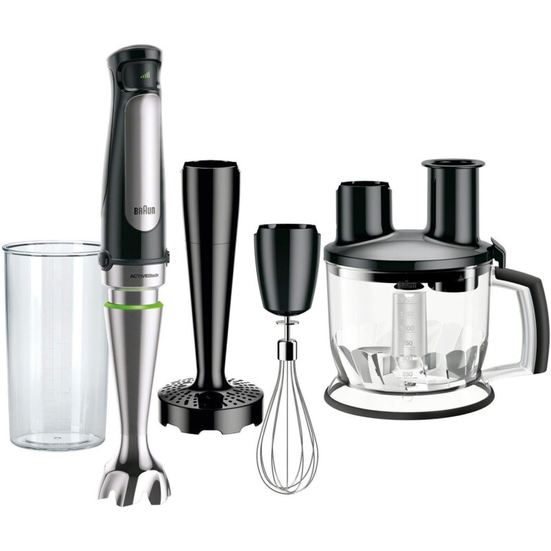 Braun MultiQuick 7 Smart-Speed Hand Blender with Whisk, Masher, and 6-Cup Food Processor