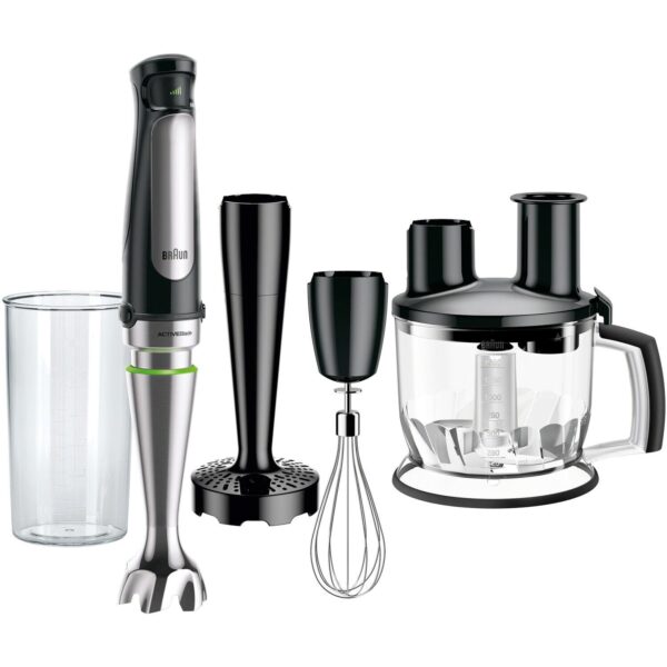 Braun MultiQuick New 500 Watts 7 Speed Hand Blender with Whisk, Masher, and 6-Cup Food Processor, MQ7077X