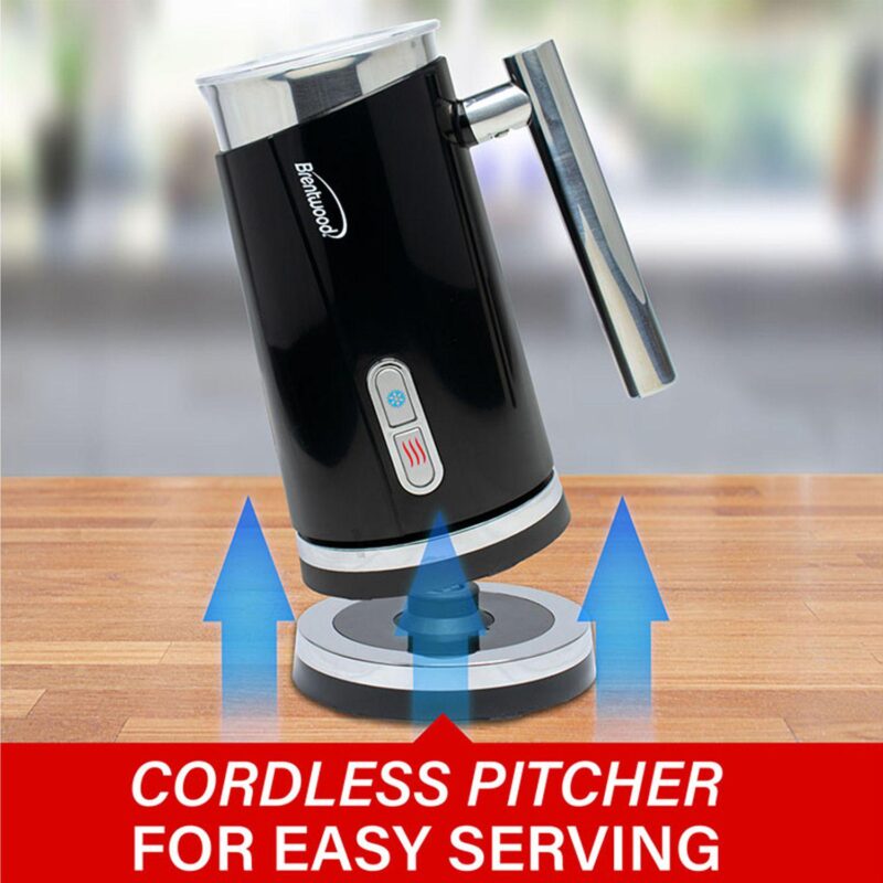 Brentwood 10 Ounce Cordless Electric Milk Frother and Warmer in Black - Image 4