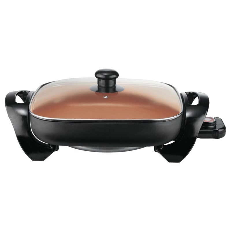 Brentwood 12 Inch Nonstick Electric Skillet in Copper with Glass Lid - Image 4