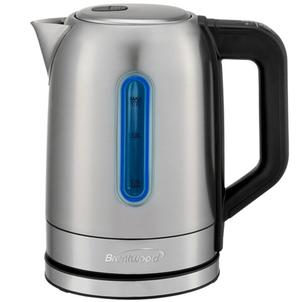 Brentwood 1500 Watt Stainless Steel 1.7 Liter Electric Kettle with 5 Temperature Presets