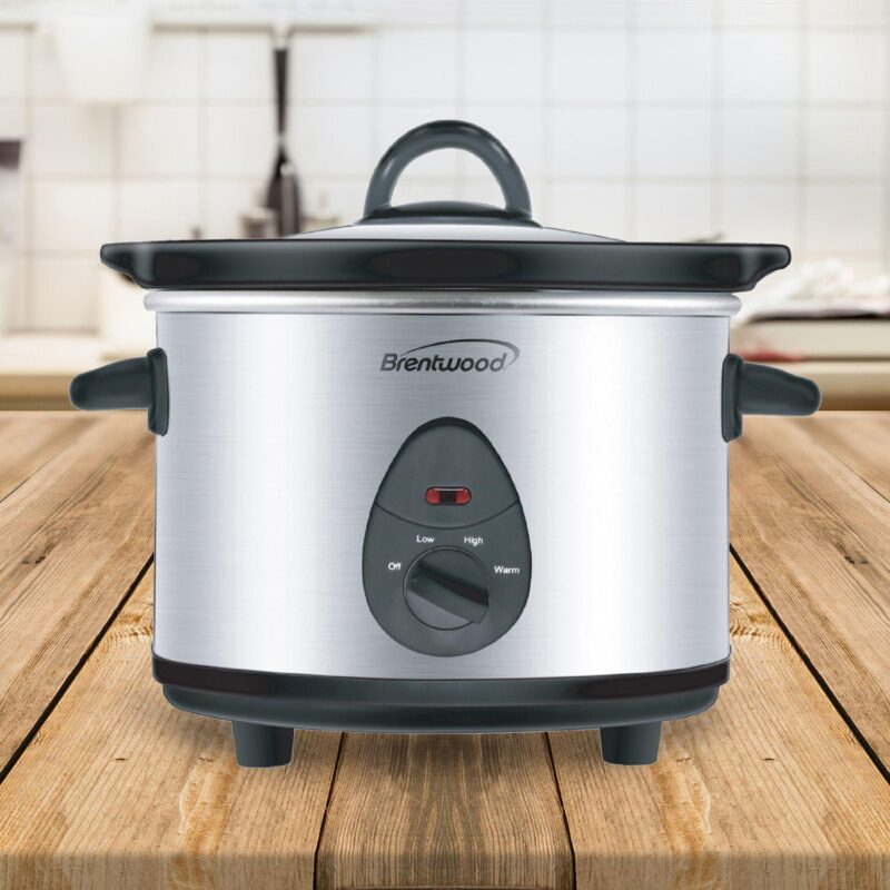 Brentwood 1.5 Quart Slow Cooker in Stainless Steel with 3 Settings - Image 2