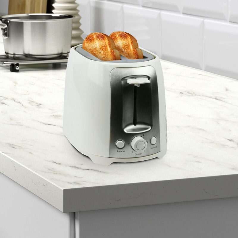 Brentwood 2 Slice Cool Touch Toaster in White and Stainless Steel - Image 5