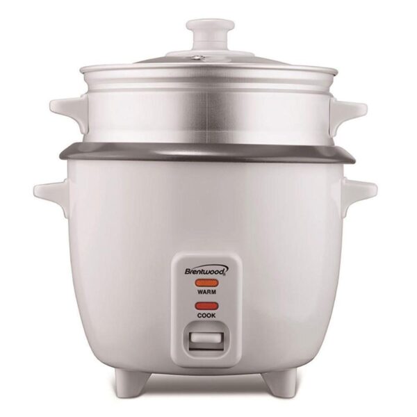 Brentwood 4 Cup Rice Cooker / Non-Stick with Steamer in White