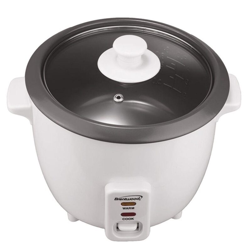 Brentwood 4 Cup Rice Cooker / Non-Stick with Steamer in White - Image 4