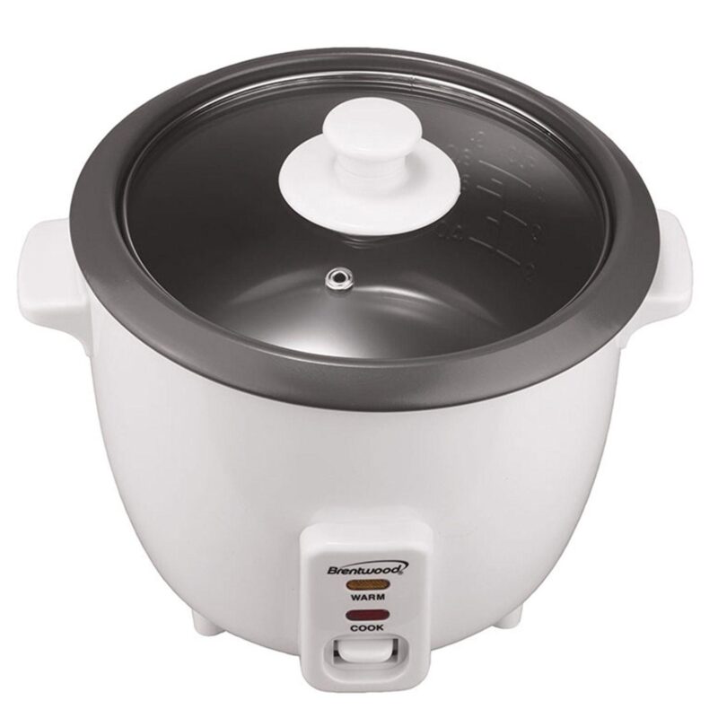 Brentwood 5 Cup Rice Cooker/Non-Stick with Steamer in White - Image 5