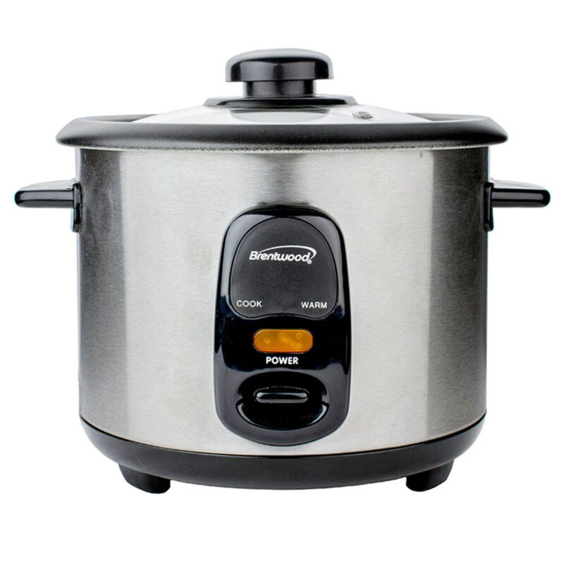 Brentwood 8 Cup Rice Cooker / Non-Stick with Steamer in Silver - Image 4