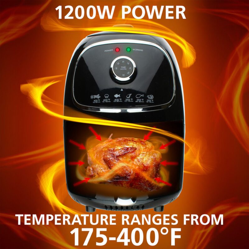 Brentwood AF-202BK 2 Quart Small Electric Air Fryer Black with Timer and Temp Control - Image 3