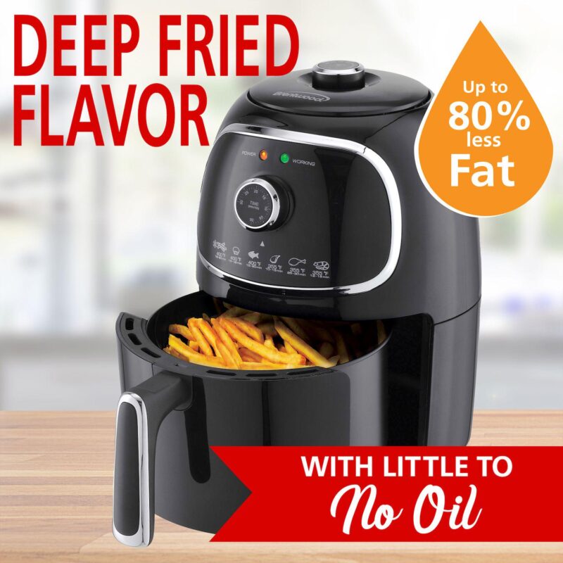 Brentwood AF-202BK 2 Quart Small Electric Air Fryer Black with Timer and Temp Control - Image 5