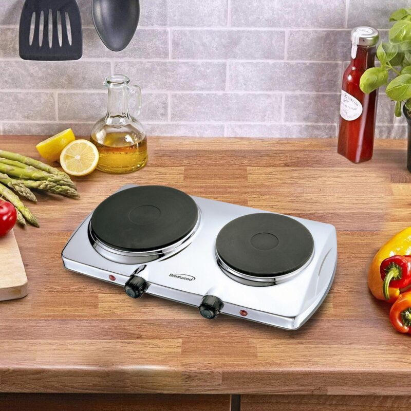 Brentwood Electric 1440W Double Hotplate in Chrome - Image 4