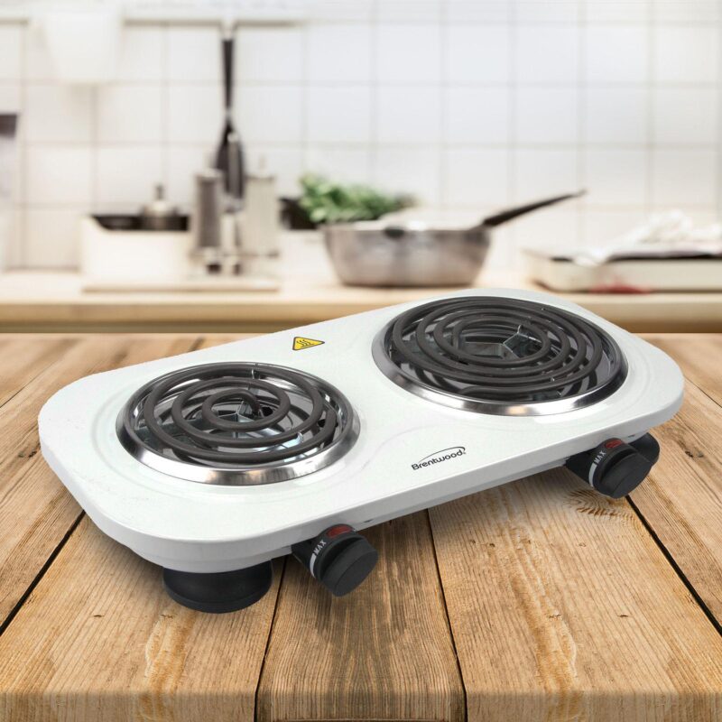 Brentwood Electric 1500W Double Burner - White - Image 4