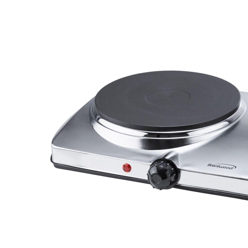 Brentwood Electric 1440W Double Hotplate in Chrome - Image 3