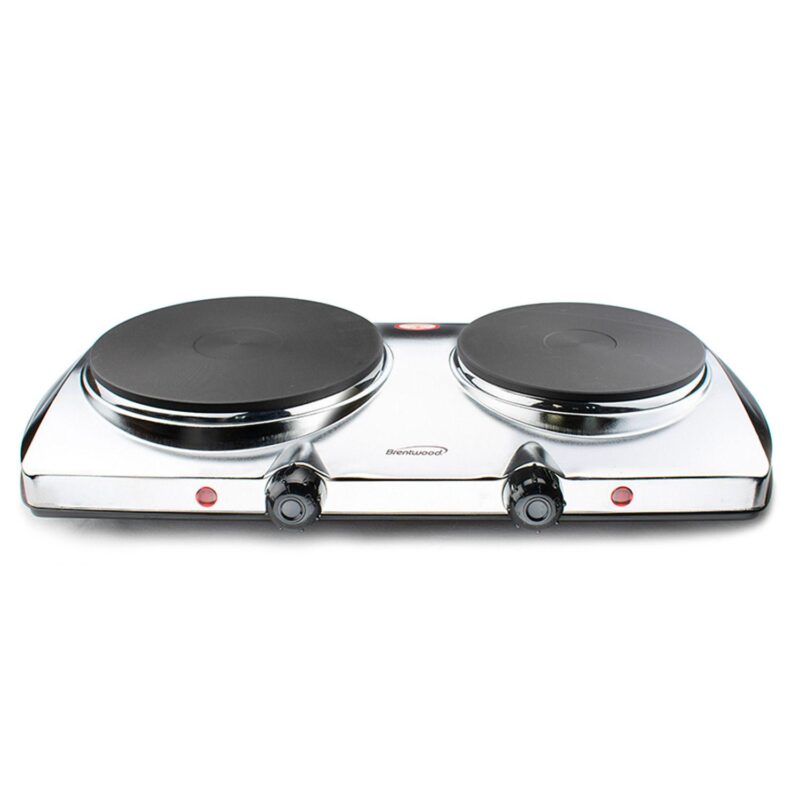 Brentwood Electric 1440W Double Hotplate in Chrome - Image 2