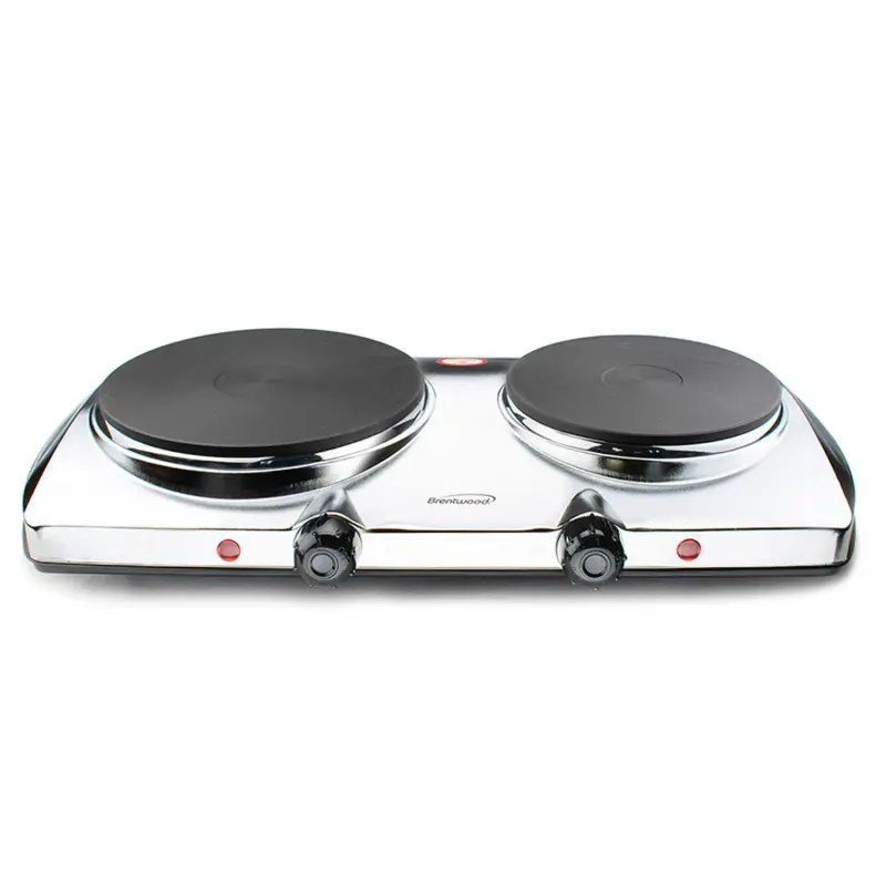 Brentwood Electric 1440W Double Hotplate in Chrome - Image 2