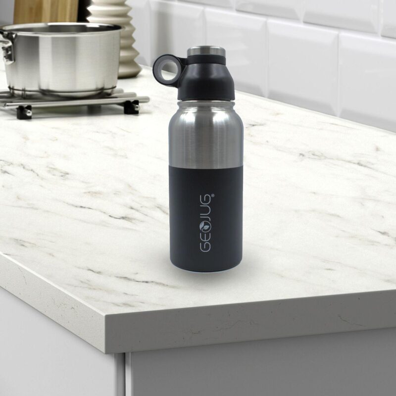 Brentwood GeoJug 40oz Stainless Steel Vacuum Insulated Water Bottle, Black - Image 5
