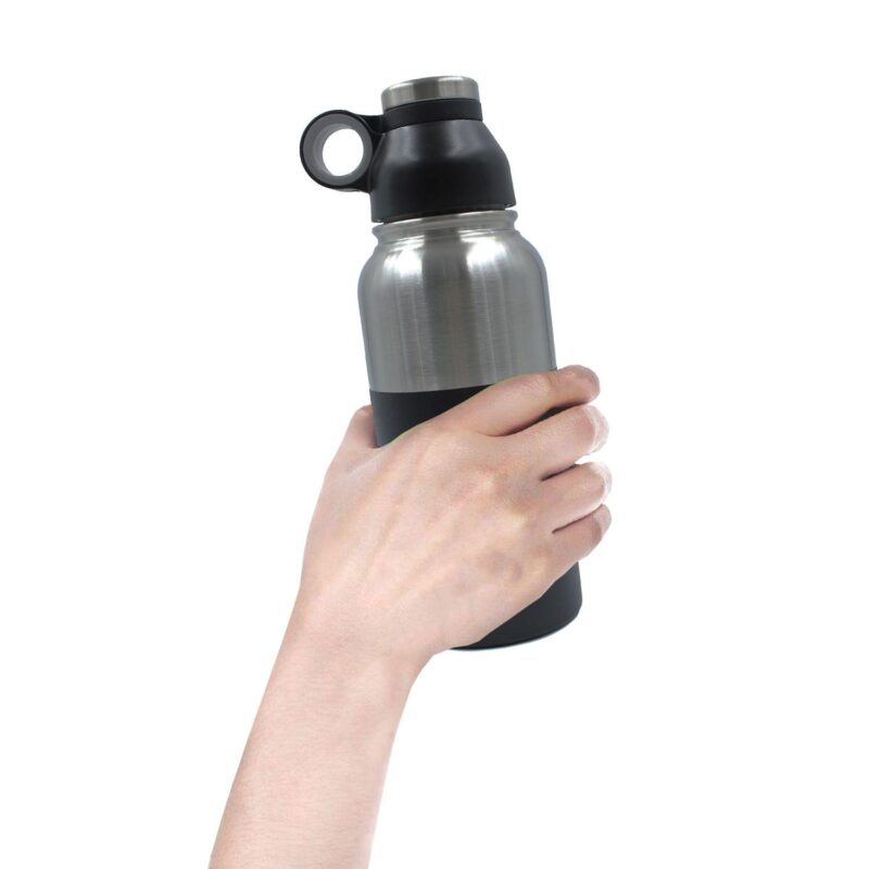 Brentwood GeoJug 40oz Stainless Steel Vacuum Insulated Water Bottle, Black - Image 4