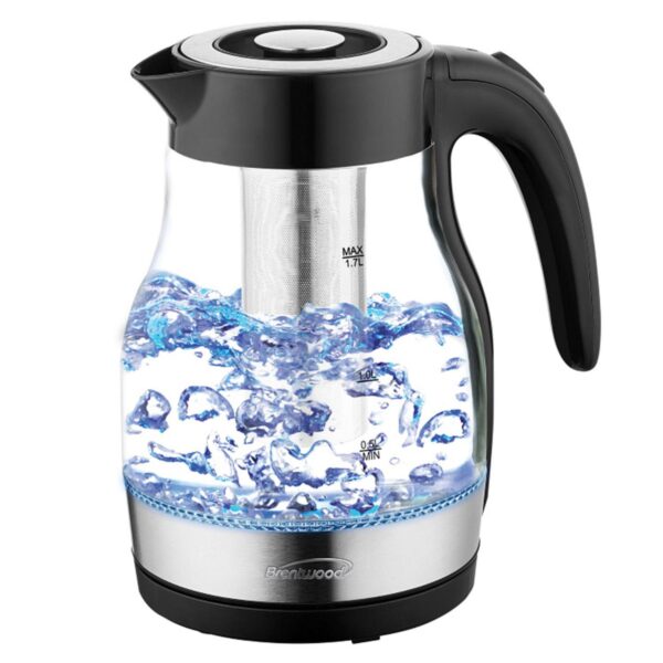 Brentwood Glass 1.7 Liter Electric Kettle with Tea Infuser in Black