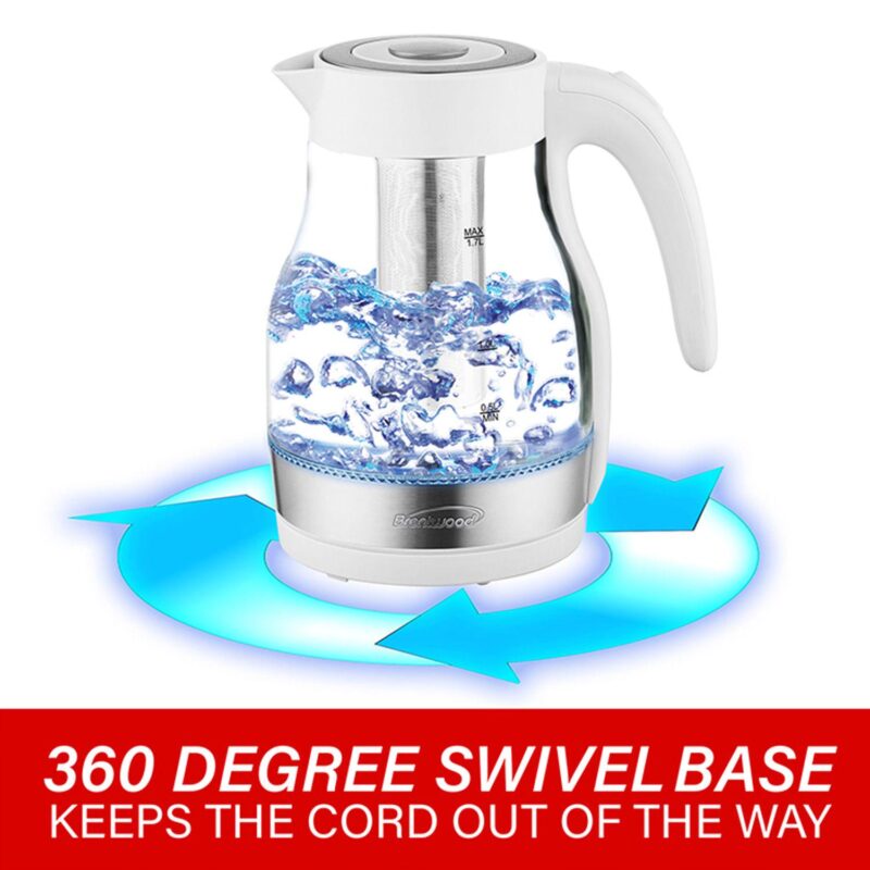 Brentwood Glass 1.7 Liter Electric Kettle with Tea Infuser in White - Image 5