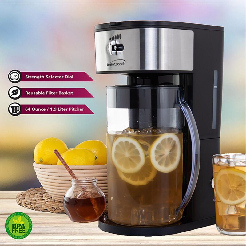 Brentwood Iced Tea and Coffee Maker in Black with 64 Ounce Pitcher - Image 5