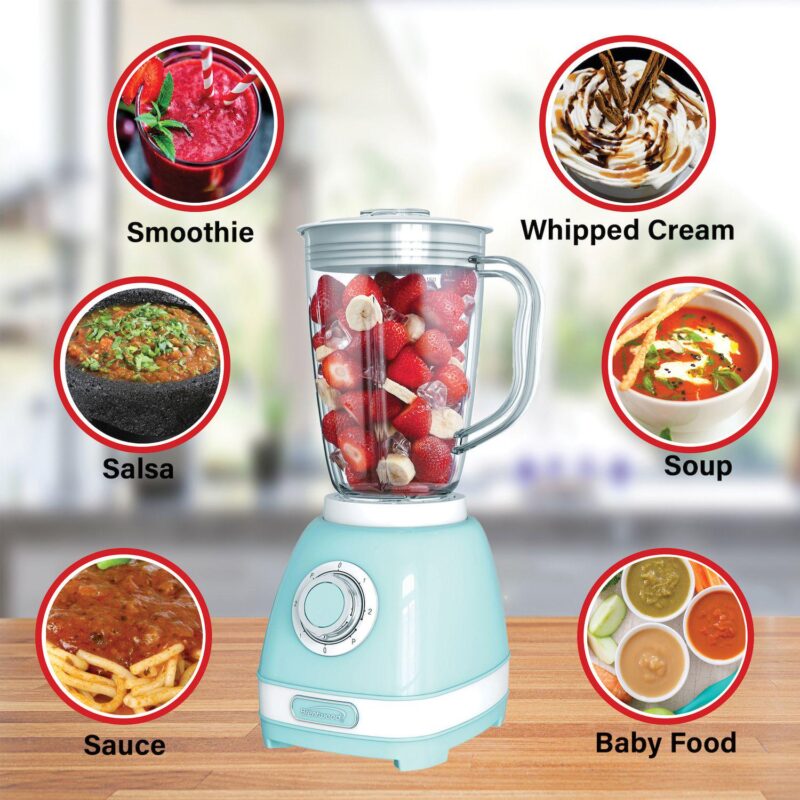 Brentwood JB-330BL 2 Speed Retro Blender in Blue with 50 Ounce Plastic Jar - Image 2