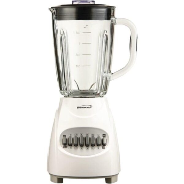 Brentwood JB-920W 12-Speed plus Pulse Blender with Glass Jar, White