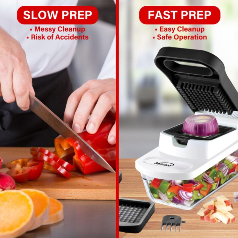 Brentwood Pro Food Chopper and Vegetable Dicer with 6.3 Cup Storage Container in Black - Image 3