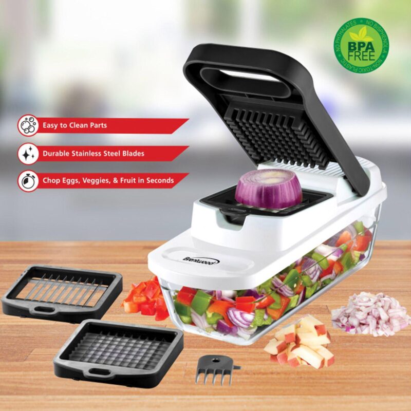 Brentwood Pro Food Chopper and Vegetable Dicer with 6.3 Cup Storage Container in Black - Image 2