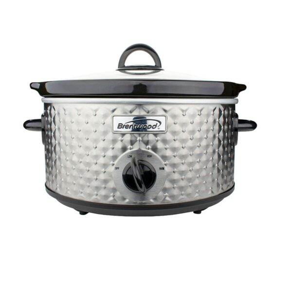 Brentwood SC-136BK 3.5 Quart Kitchen Electric Slow Cooker Pot, Stainless Steel