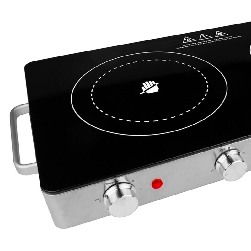 Brentwood Select 1800 Watt Double Infrared Electric Countertop Burner in Stainless Steel with Timer - Image 4