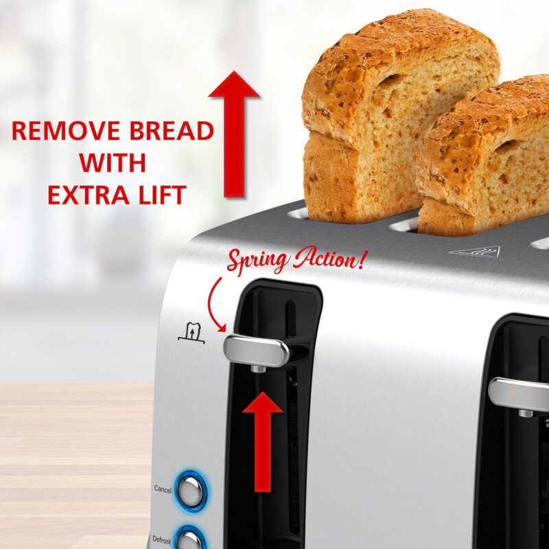 Brentwood Select Extra Wide 4 Slot Stainless Steel Toaster - Image 4