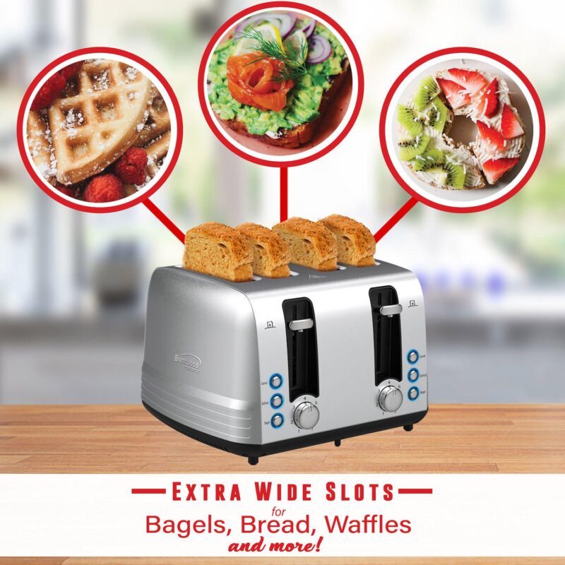 Brentwood Select Extra Wide 4 Slot Stainless Steel Toaster - Image 3