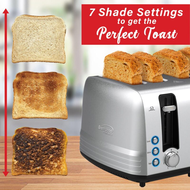 Brentwood Select Extra Wide 4 Slot Stainless Steel Toaster - Image 5