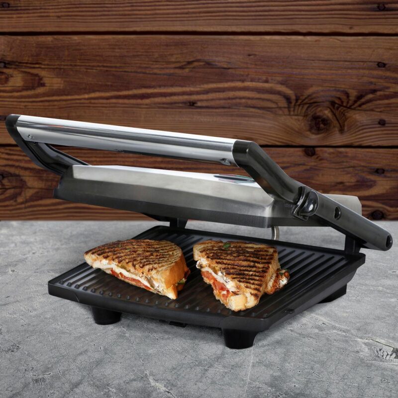 Brentwood Select TS-651 Compact Non-Stick Panini Press and Sandwich Maker, Stainless Steel - Image 2