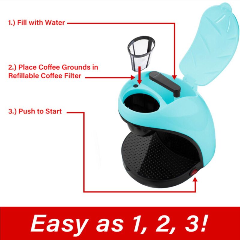 Brentwood Single Serve Coffee Maker with Porcelain Mug in Blue - Image 5