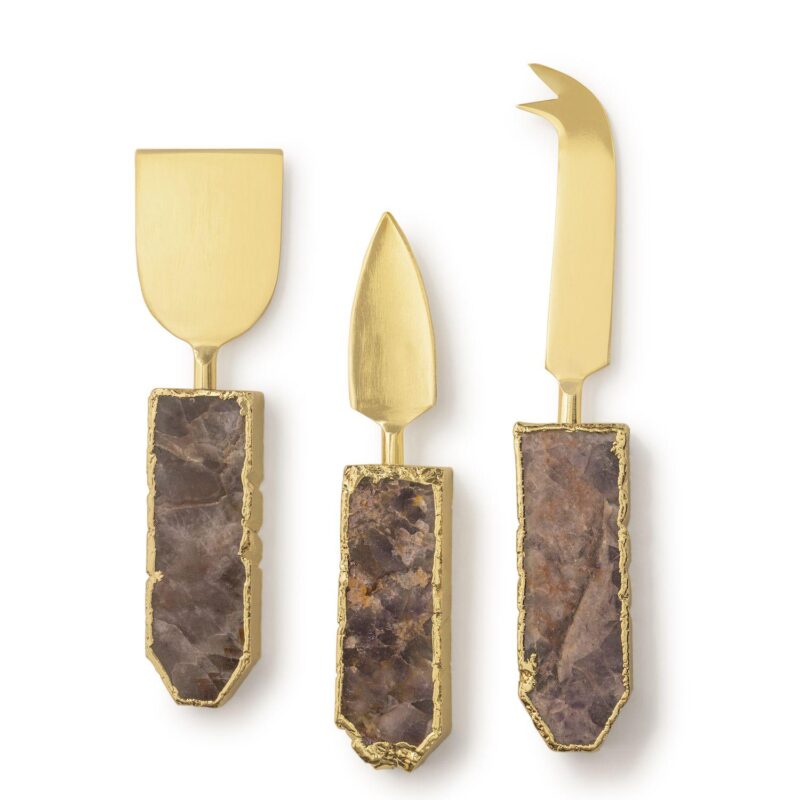 Brittany Amethyst Cheese Knives, Set of 3