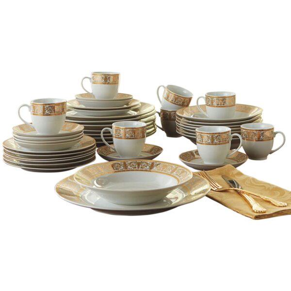 Brylanehome Medici 40-pc. Golden Porcelain Dinnerware Set