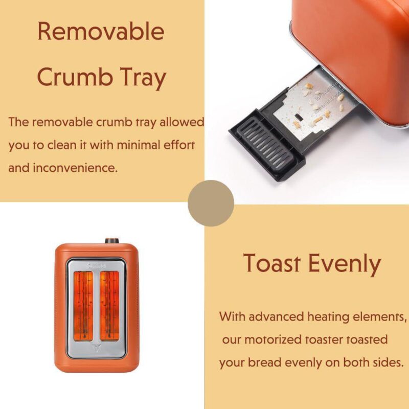 Buydeem Dt730 2-slice Motorized Toaster, Smart Leverless Design, Lcd Timer, 9 Shade Settings - Image 4