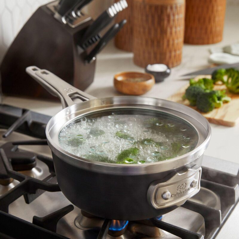 Calphalon Premier 1.5-qt. Space-Saving Hard-Anodized Nonstick Sauce Pan with Lid - Image 9