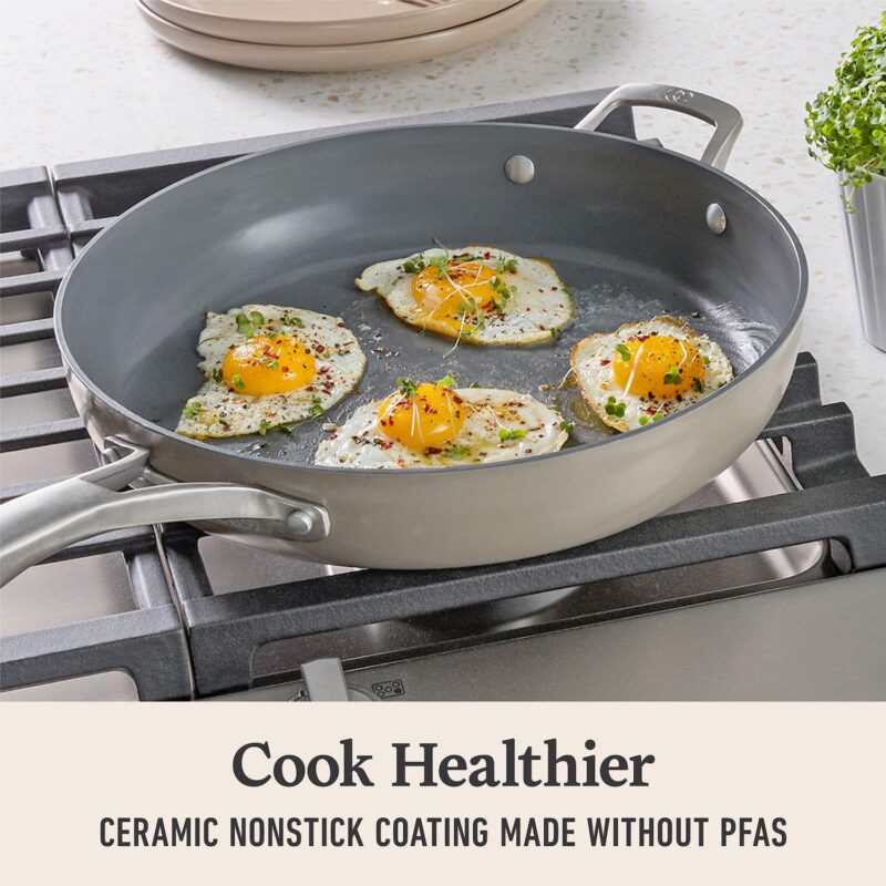 Calphalon Premier Ceramic Nonstick 12-in. Frying Pan with Lid - Image 4