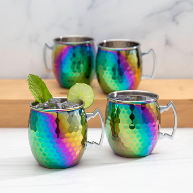 Cambridge 4-pc. Rainbow Faceted Moscow Mule Mug Set - Image 2