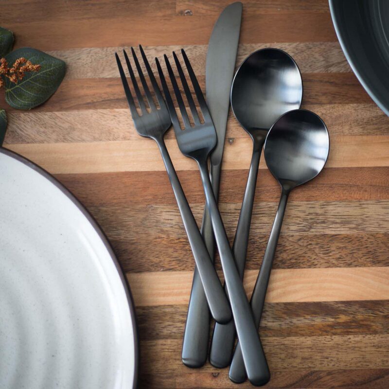 Cambridge Lorenn Black Satin 20-pc. Flatware Set - Image 2