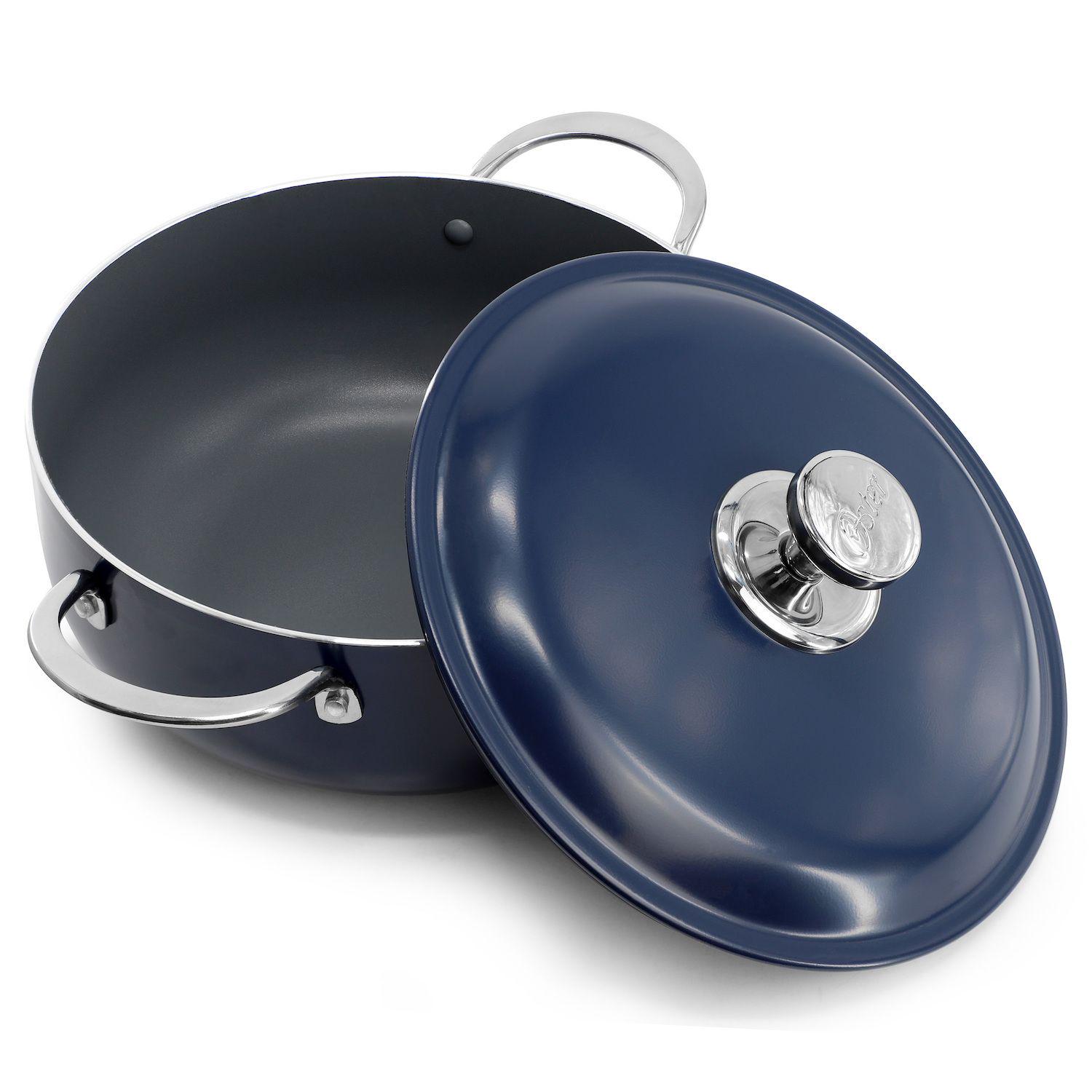 Cartagena 3.8 Quart Nonstick Aluminum Caldero with Lid in Dark Blue 2 Cartagena 3.8 Quart Nonstick Aluminum Caldero with Lid in Dark Blue - Image 2