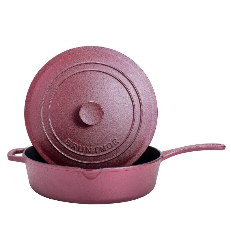 Cast Iron Saute Pan With Lid, Oven Safe Cast Iron Skillet, Nonstick Cookware For Casserole Dish - Image 11