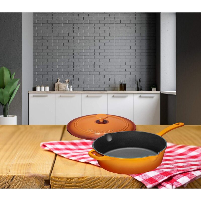 Cast Iron Saute Pan With Lid, Oven Safe Cast Iron Skillet, Nonstick Cookware For Casserole Dish - Image 4