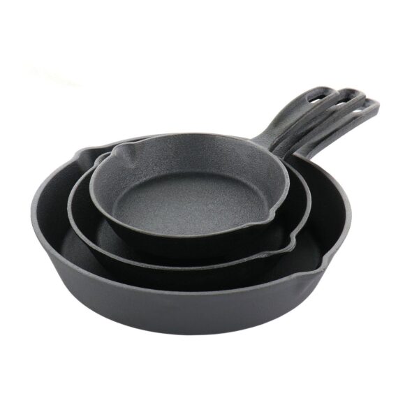 Castaway 3 Piece Cast Iron Pre-Seasoned Frying Pans